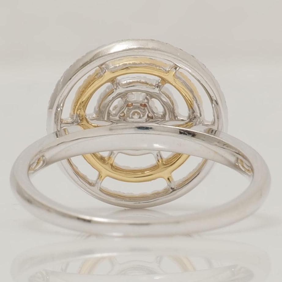 Round Cluster Diamond Ring, 14k Solid Gold, Natural Diamonds, Concentric Circle Cluster Ring, Two Toned Statement Jewelry, Gift For Her