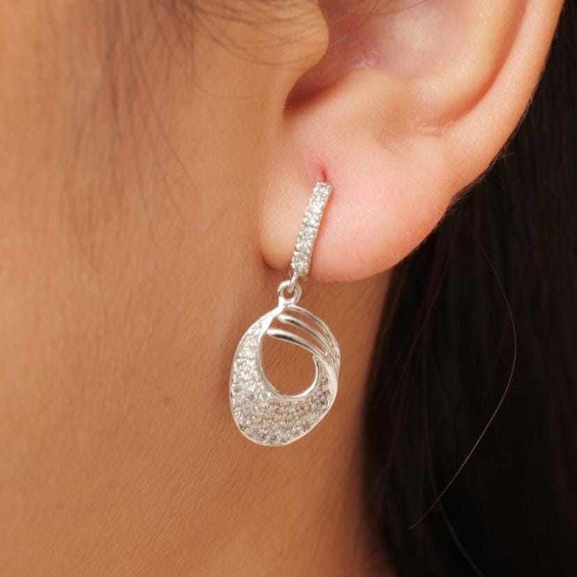 Oval Drop Diamond Dangle Earrings, 14k Solid Gold, Natural Diamonds, Bridal Statement Earrings, Everyday Earrings, Gift For Her