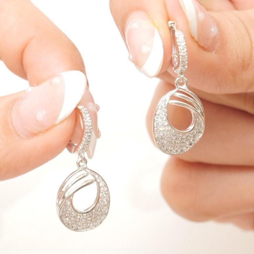 Oval Drop Diamond Dangle Earrings, 14k Solid Gold, Natural Diamonds, Bridal Statement Earrings, Everyday Earrings, Gift For Her