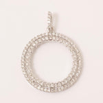 Load image into Gallery viewer, Circle Loop Pendant Necklace, 14k Solid Gold, Natural Diamond, Round Halo Frame Charm, Stackable Pendant, Minimalist Jewelry, Gift for Her
