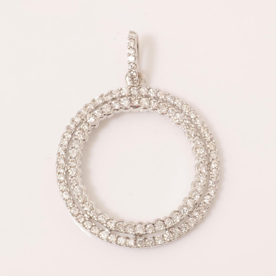 Circle Loop Halo Natural Diamond Pendant, 14k Solid Gold Stackable Minimalist Necklace, Certified Jewelry