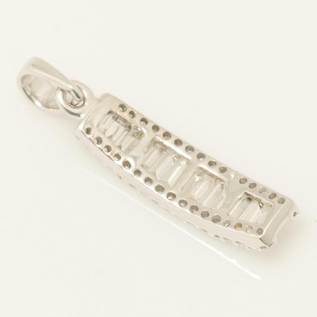 Bar Diamond Pendant, 14k Solid Gold, Baguette and Round Natural Diamonds, Modern Stacking Chain Charm, Minimalist Jewelry, Gift for Her