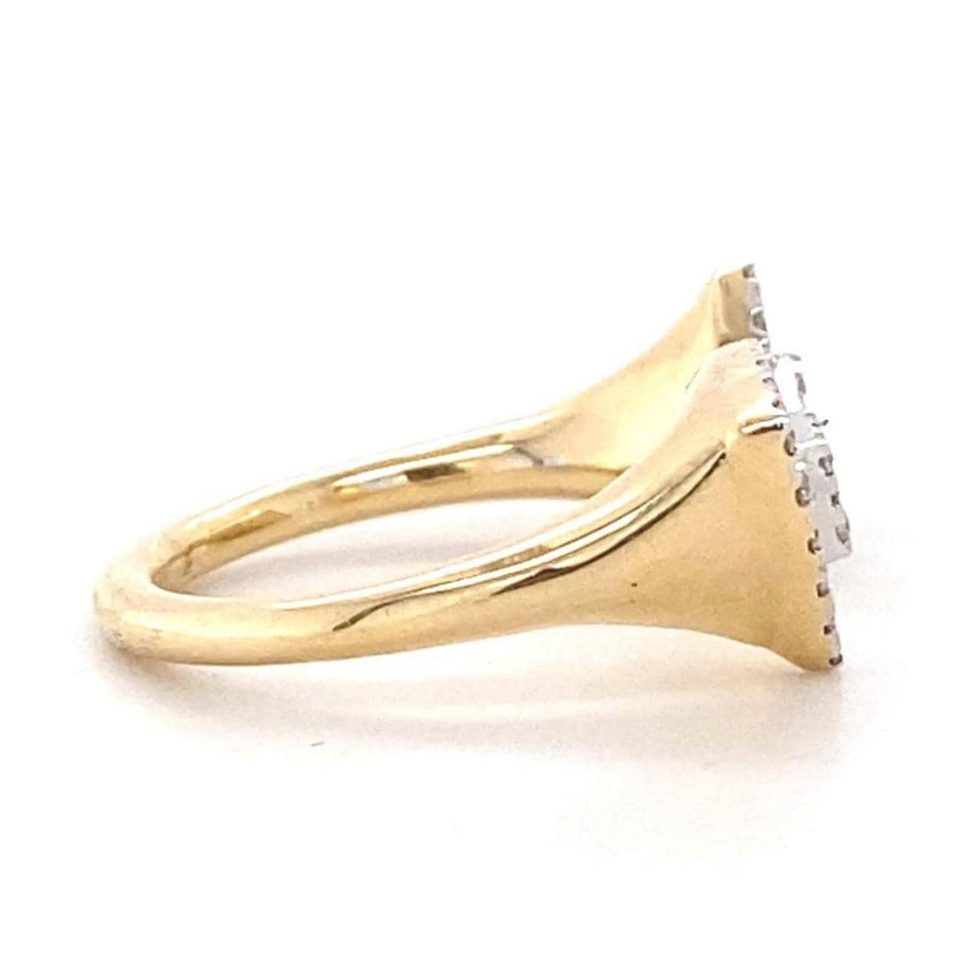 Halo Triangle Diamond Ring, 14K Solid Gold, Open Cuff Ring, Natural Diamonds, Statement Cocktail Ring, Gift for Her Gift For Her
