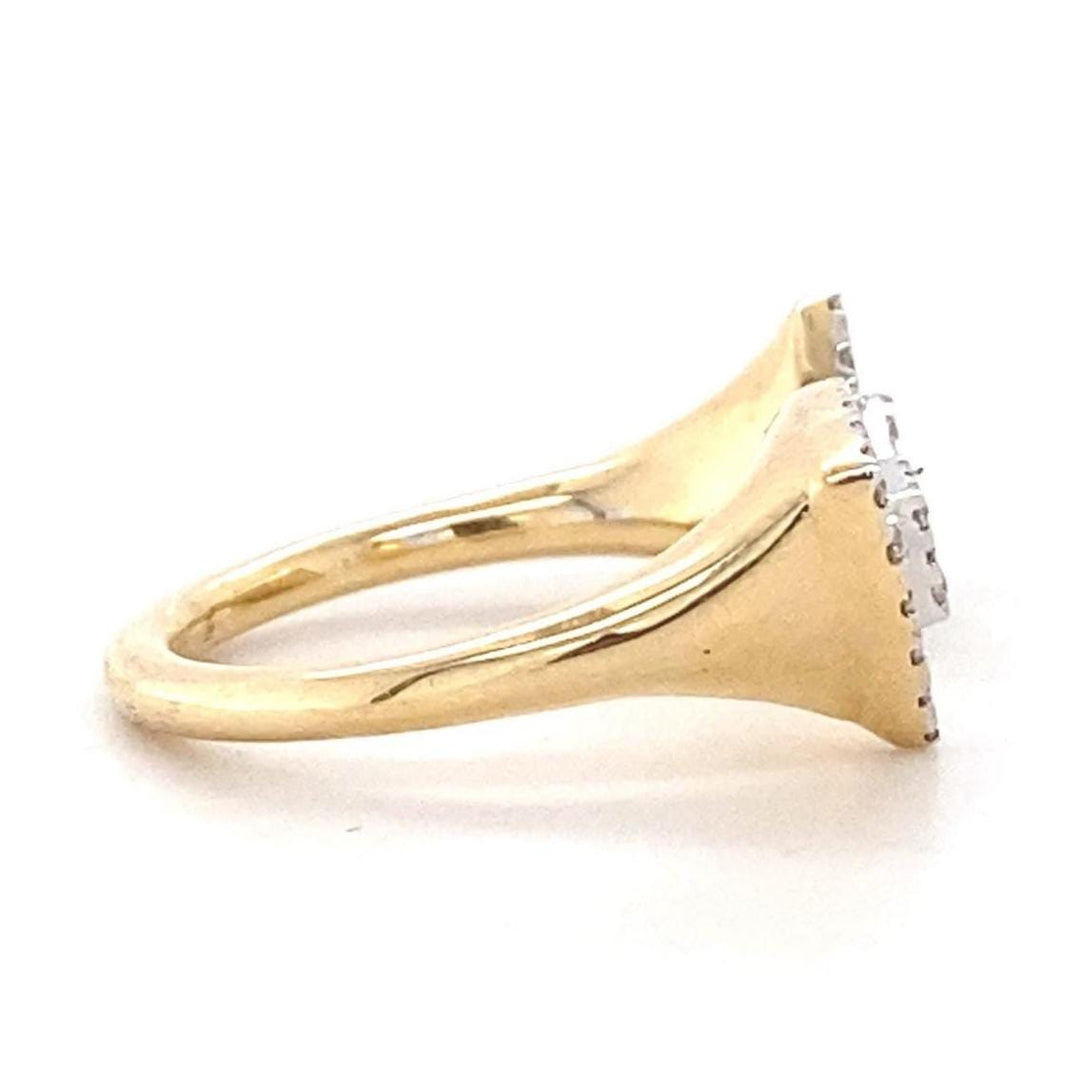 Halo Triangle Diamond Ring, 14K Solid Gold, Open Cuff Ring, Natural Diamonds, Statement Cocktail Ring, Gift for Her Gift For Her