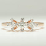 Load image into Gallery viewer, Three Stone Natural Diamond Wedding Ring: 14K Solid Gold Minimalist Band Jewellery, Certified Jewelry
