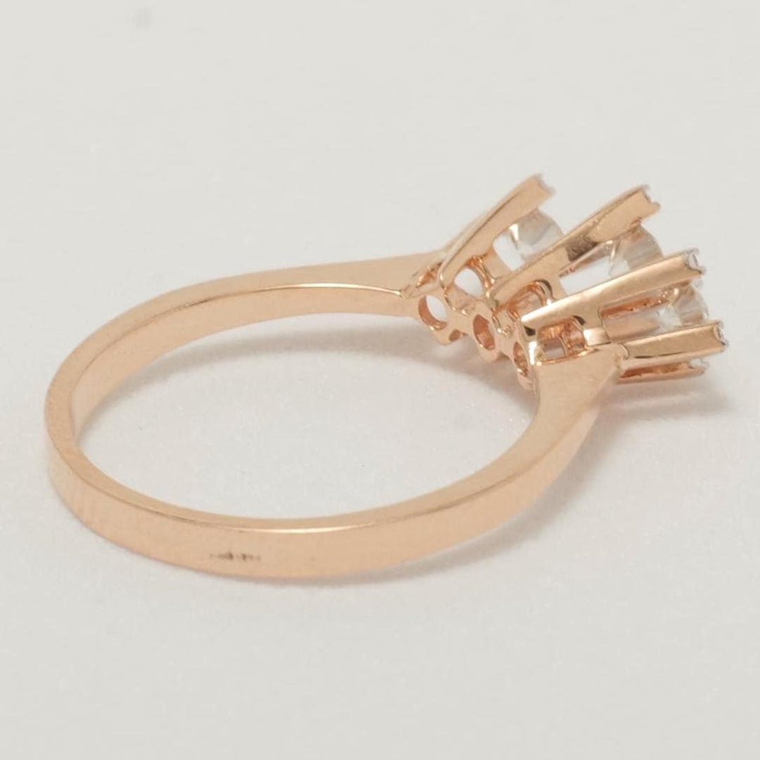 Three Stone Natural Diamond Wedding Ring: 14K Solid Gold Minimalist Band Jewellery, Certified Jewelry