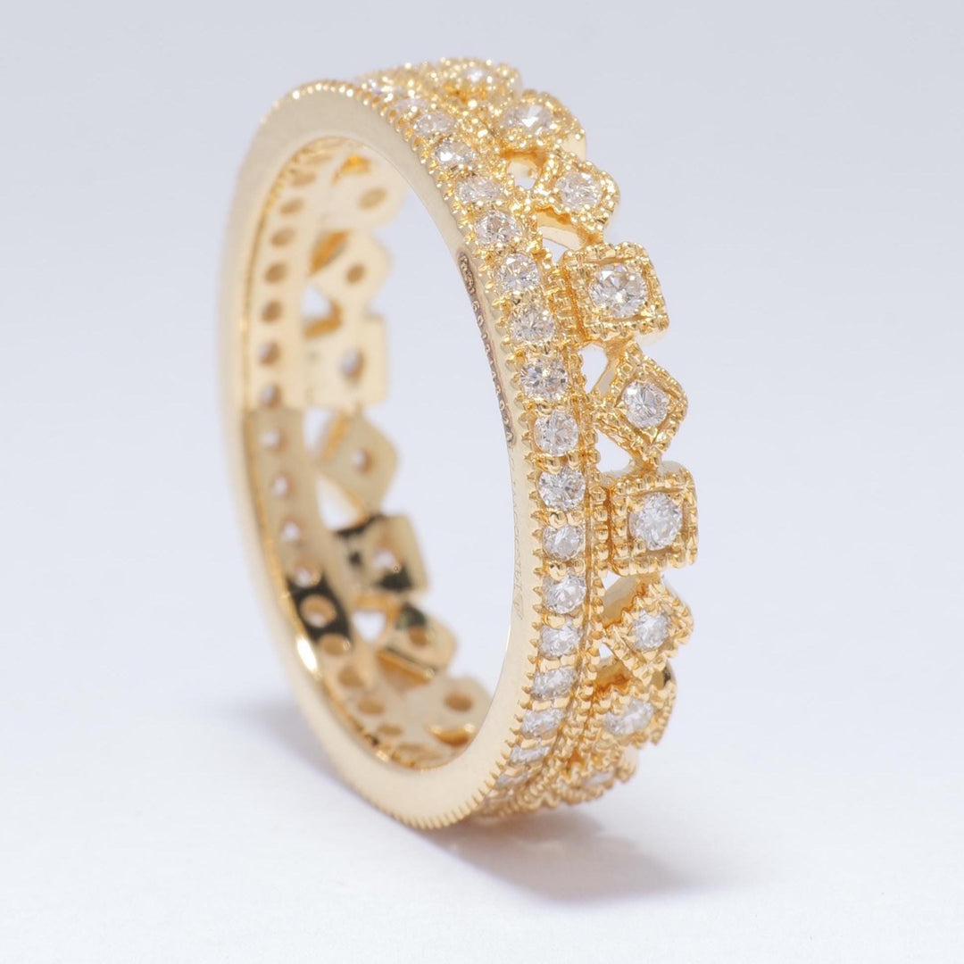 Crown Diamond Ring, 14k Solid Gold, Eternity Band Ring, Natural Diamonds, Regal Stackable Ring, Proposal Ring, Gift For Her