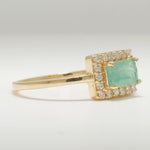 Load image into Gallery viewer, Halo Emerald Diamond Ring, Gemstone Engagement Ring, 14K Solid Gold, Natural Diamond,  Bridal Promise Ring, Minimalist Jewelry, Gift For Her
