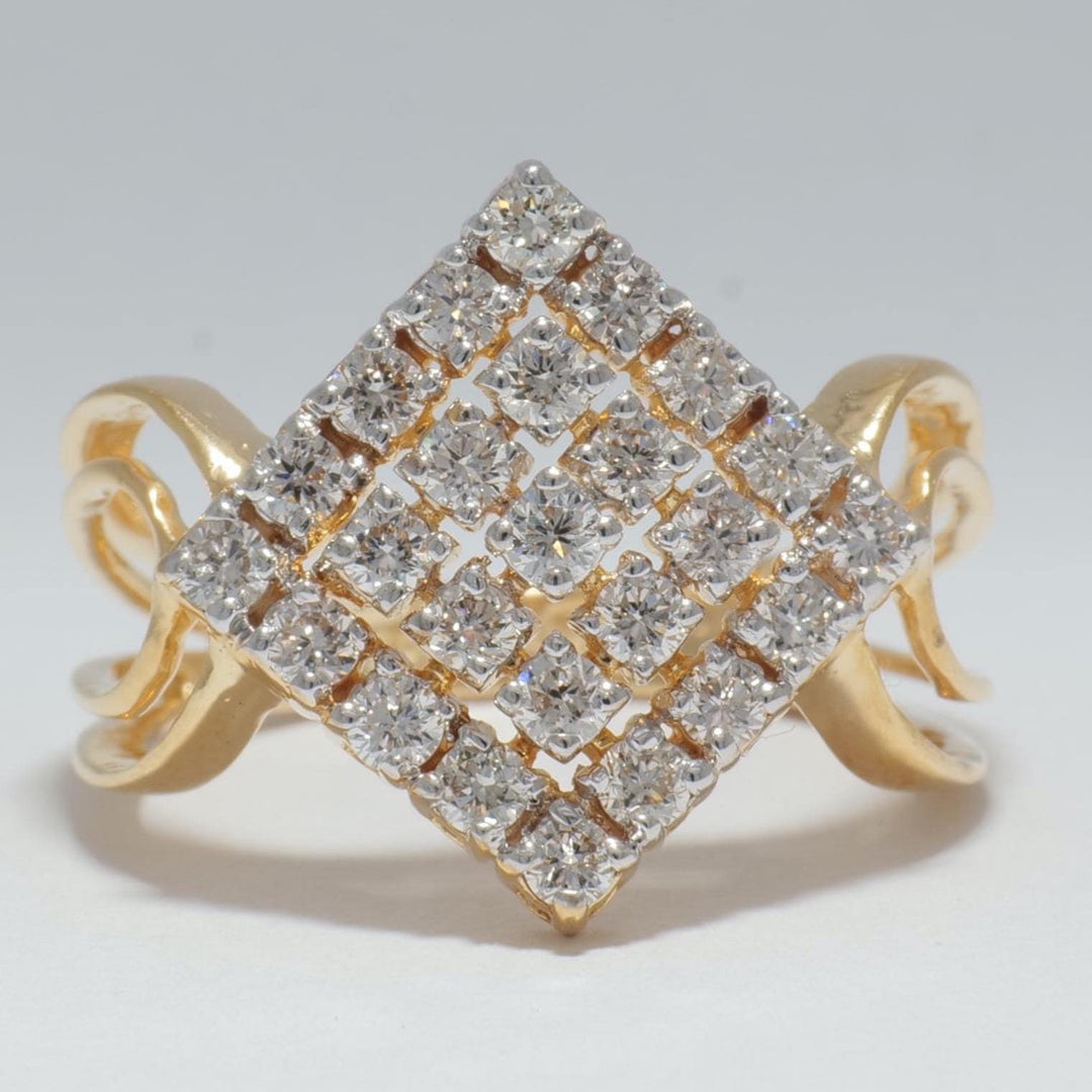 Halo Square Diamond Ring, 14K Solid Gold, Statement Cocktail Ring, Natural Diamonds, Promise Bridal Ring, Geometric Ring, Gift For Her