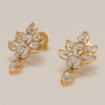 Load image into Gallery viewer, Floral Diamond Drop Earrings, 14k Solid Gold, Natural Diamonds, Illusion Set, Leaf Design, Dangle Earrings, Statement Jewelry, Gift for Her
