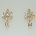 Load image into Gallery viewer, Floral Diamond Drop Earrings, 14k Solid Gold, Natural Diamonds, Illusion Set, Leaf Design, Dangle Earrings, Statement Jewelry, Gift for Her
