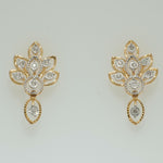 Load image into Gallery viewer, Floral Diamond Drop Earrings, 14k Solid Gold, Natural Diamonds, Illusion Set, Leaf Design, Dangle Earrings, Statement Jewelry, Gift for Her
