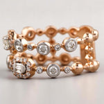 Load image into Gallery viewer, Round &amp; Baguette Halo Natural Diamonds Ring: 14k Solid Gold Double Band Bezel Eternity Jewellery, Certified Jewelry
