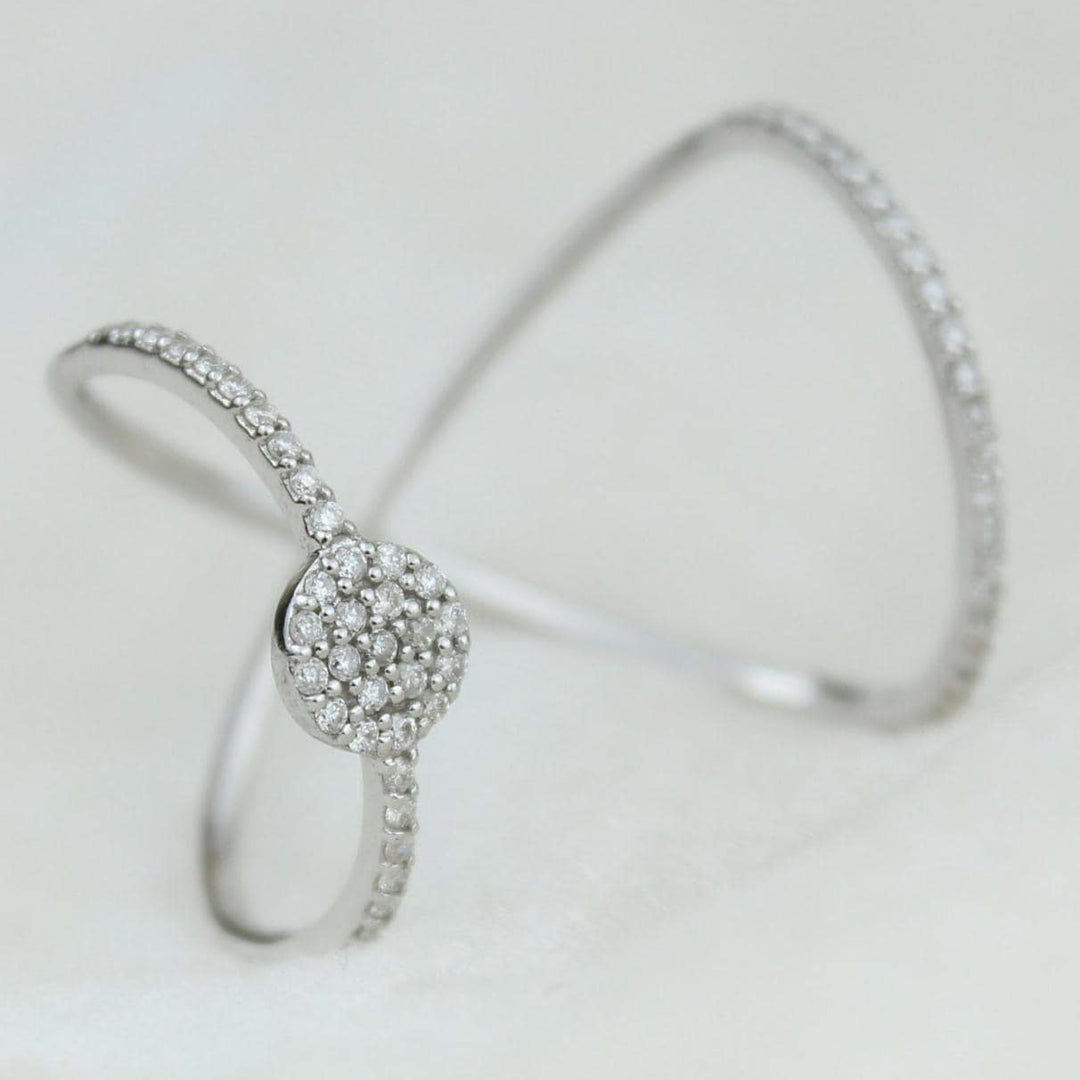 Double Band Circle Diamond Ring, 14k Solid Gold, Natural Diamonds, Everyday Wear Jewelry, Gift For Her