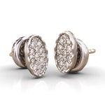 Load image into Gallery viewer, Diamond Oval Stud Earrings, 14K Solid Gold, Natural Diamonds, Anniversary Gift, , Minimalist Everyday Jewelry Gift For Her
