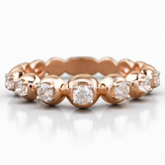 Bubble Natural Diamond Eternity Band Ring: 14k Solid Gold Supporting Everyday Jewellery, Certified Jewelry