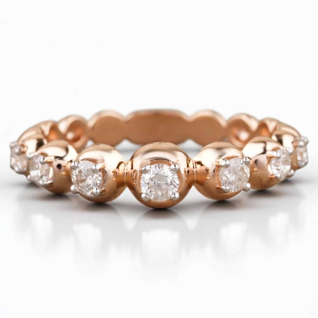 Bubble Diamond Ring, Supporting Ring, Eternity Band, 14k Solid Gold, Natural Diamonds, Everyday Jewelry, Gift For Her