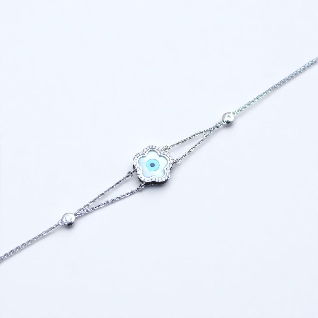 Evil Eye Charm Diamond Bracelet, Evil Eye Stone, 14k Solid Gold, Natural Diamonds, , Protection Jewelry Gift For Her