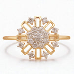 Load image into Gallery viewer, Flower Diamond Ring, 14k Solid Gold, Natural Diamonds, Stackable Ring, Gift for Women, Everyday Floral Jewelry Gift For Her
