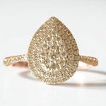 Load image into Gallery viewer, Teardrop Halo Natural Diamond Ring: 14k Solid Gold  Pear Cluster Proposal Jewellery, Certified Jewelry
