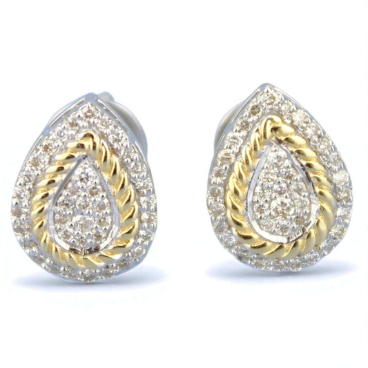 Pear Shaped Coiled Design Stud Earrings, 14K Solid Gold, Natural Earrings, , Everyday Jewelry Gift For Her