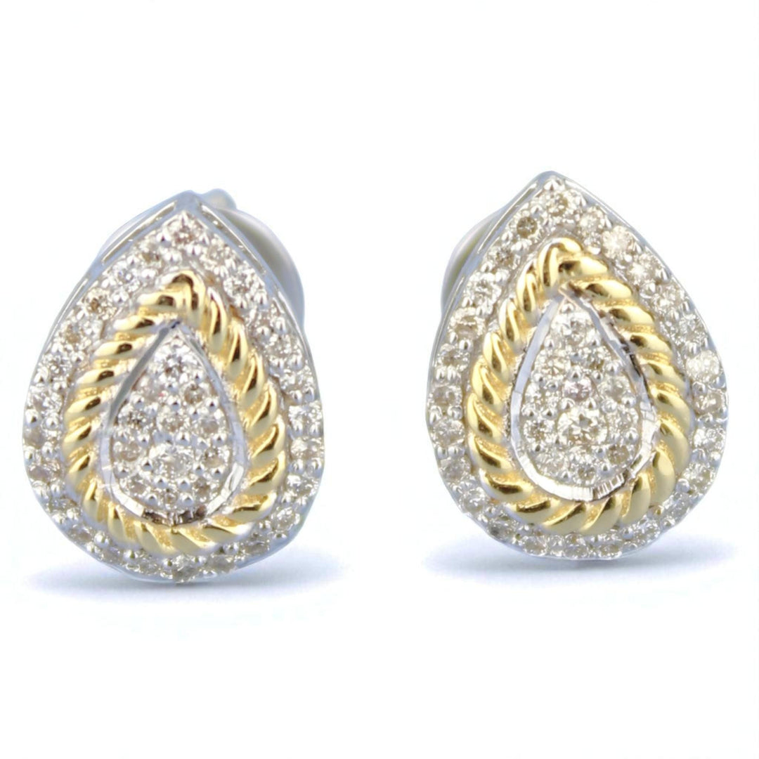 Pear Shaped Coiled Design Stud Earrings, 14K Solid Gold, Natural Earrings, , Everyday Jewelry Gift For Her