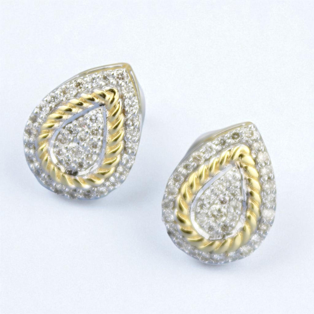 Pear Shaped Coiled Design Stud Earrings, 14K Solid Gold, Natural Earrings, , Everyday Jewelry Gift For Her