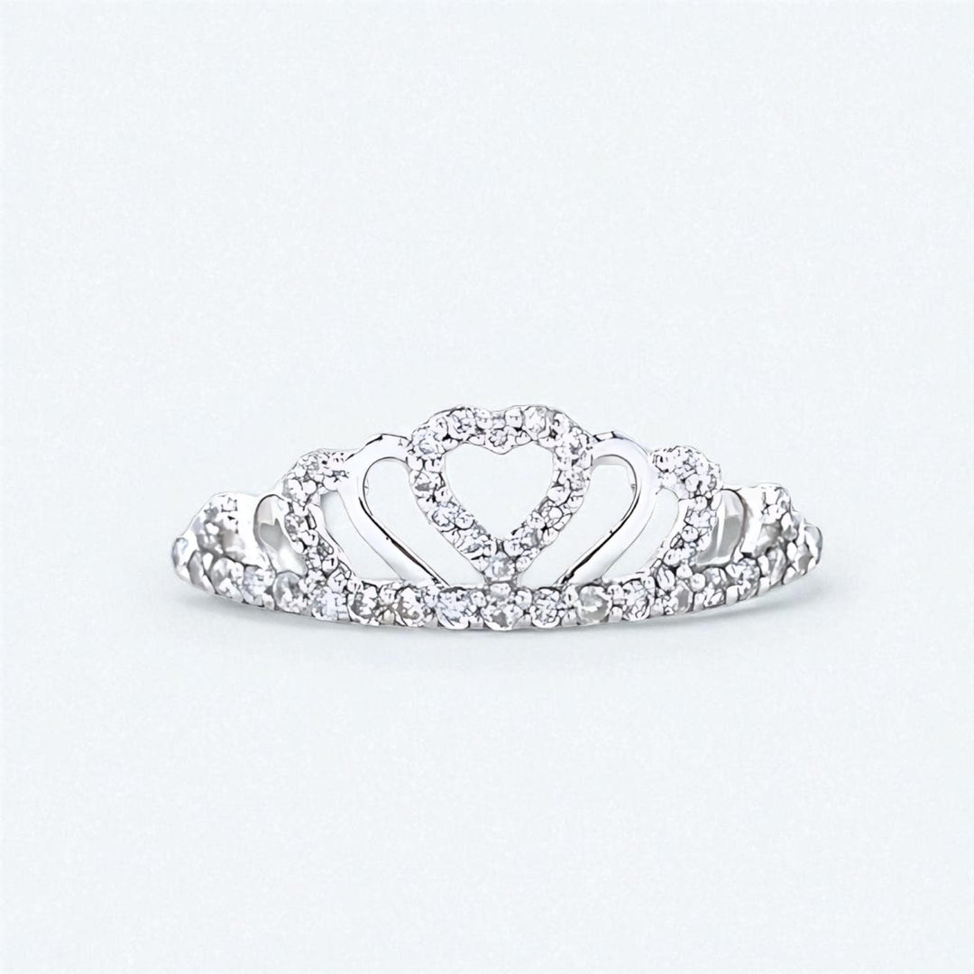 Crown Heart Diamond Ring, 14k Solid Gold, Natural Diamonds, Promise Ring, Everyday Jewelry, Stackable Ring, Gift For Her