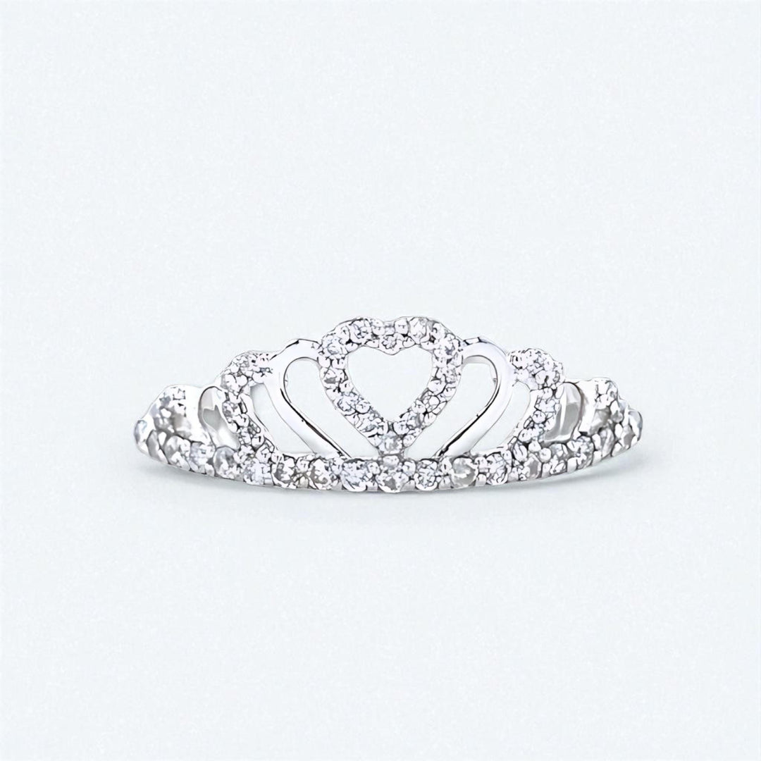 Crown Heart Diamond Ring, 14k Solid Gold, Natural Diamonds, Promise Ring, Everyday Jewelry, Stackable Ring, Gift For Her