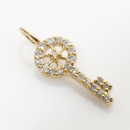 Key Natural Diamond Charm Pendant: 14k Solid Gold Tiny Stackable Necklace, Certified Jewelry, Ready To Ship