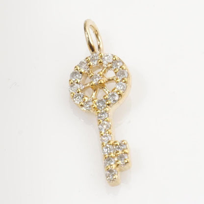 Key Natural Diamond Charm Pendant: 14k Solid Gold Tiny Stackable Necklace, Certified Jewelry, Ready To Ship