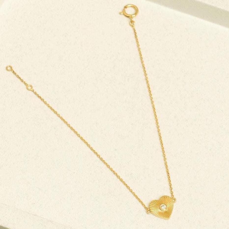 Heart Medallion Diamond Bracelet, 14k Solid Gold, Natural Diamonds, Custom Jewelry, Chain Bracelet, Gift For Her