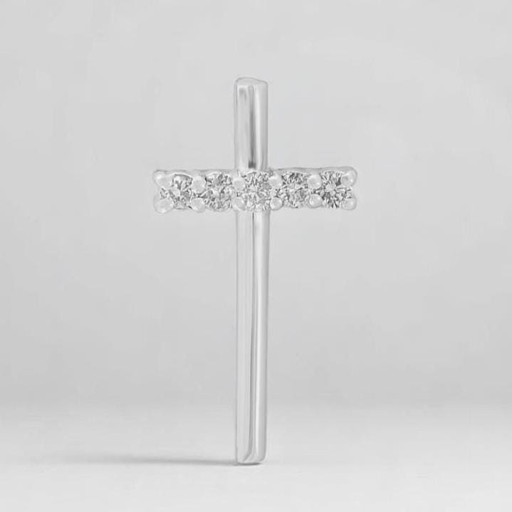 Diamond Cross Pendant, 14k Solid Gold, Natural Diamonds, Religious Jewelry With Adjustable Chain, Everyday Faith Necklace