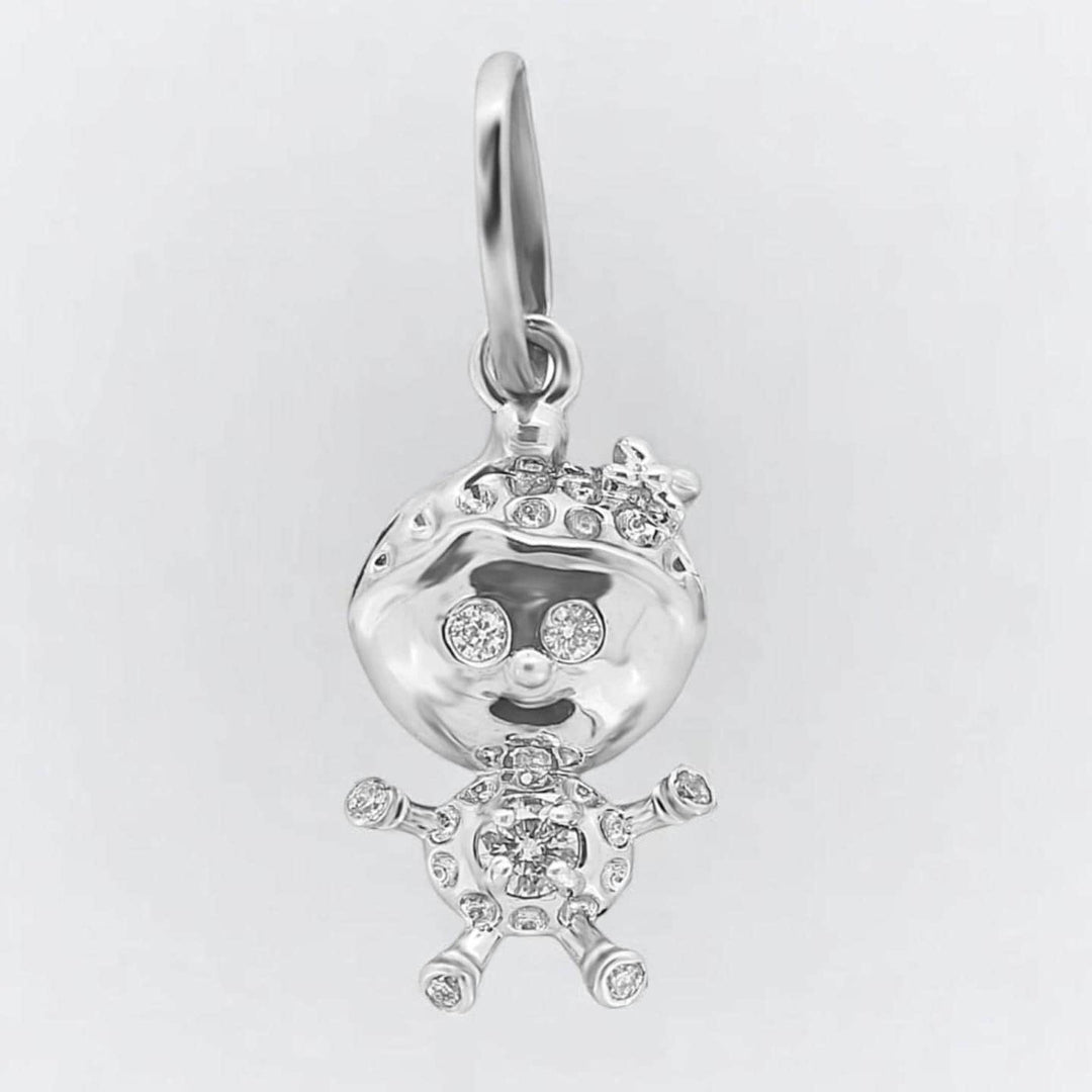 Teddy Diamond Charm Pendant, 14k Solid Gold, Natural Diamonds, Everyday Stackable Jewelry, Minimalist Necklace