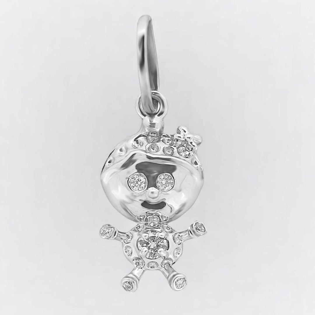 Teddy Diamond Charm Pendant, 14k Solid Gold, Natural Diamonds, Everyday Stackable Jewelry, Minimalist Necklace