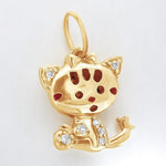 Load image into Gallery viewer, Cat Diamond Charm Pendant, 14k Solid Gold, Natural Diamonds, Enamel Kitten Necklace, Everyday Minimalist Charm, Stacking Animal Jewelry
