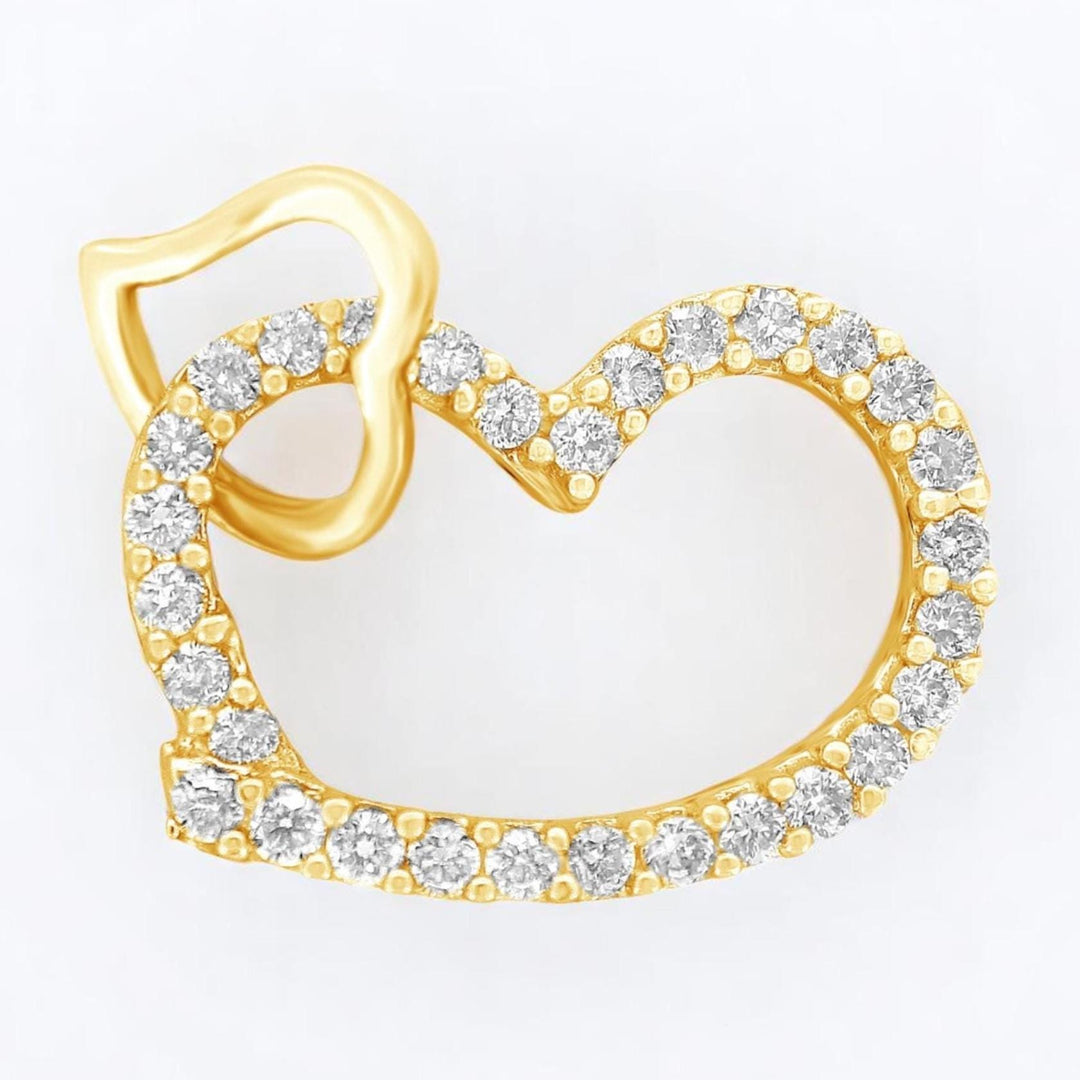 Diamond Heart Pendant Necklace, 14k Solid Gold, Natural Diamonds, Everyday Stackable Jewelry, Minimalist Stacking Pendant