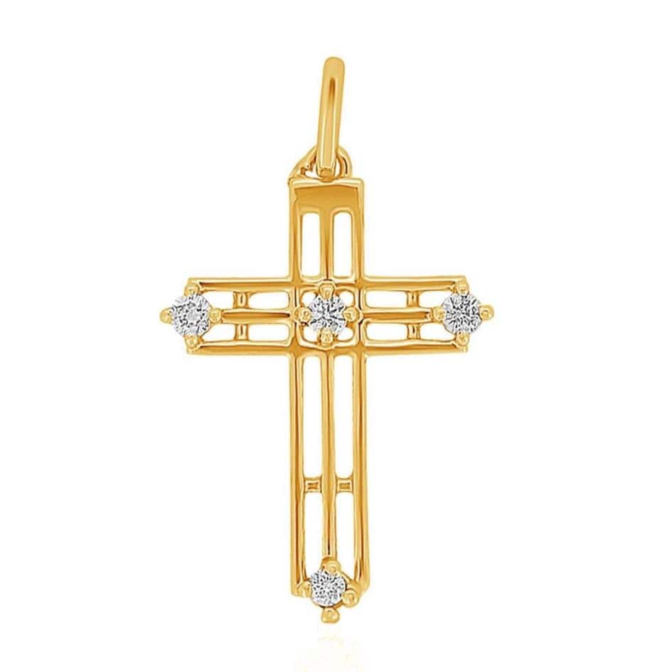 Diamond Cross Pendant, 14k Solid Gold, Natural Diamonds, Faith Necklace With Adjustable Chain, Everyday Minimalist Jewelry
