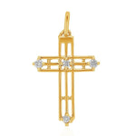 Load image into Gallery viewer, Diamond Cross Pendant, 14k Solid Gold, Natural Diamonds, Faith Necklace With Adjustable Chain, Everyday Minimalist Jewelry
