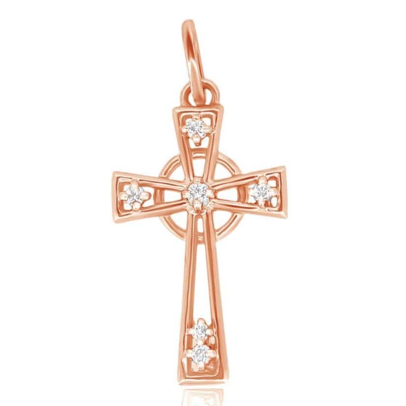 Diamond Celtic Cross Pendant, 14k Solid Gold, Natural Diamonds, Religious Necklace With Adjustable Chain, Everyday Minimalist Jewelry