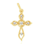 Load image into Gallery viewer, Floral Diamond Cross Pendant, 14k Solid Gold, Natural Diamonds, Petal Faith Necklace With Adjustable Chain, Everyday Minimalist Jewelry
