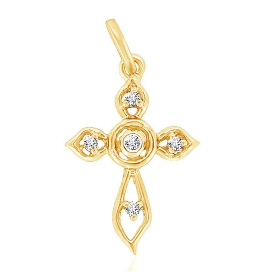 Floral Diamond Cross Pendant, 14k Solid Gold, Natural Diamonds, Petal Faith Necklace With Adjustable Chain, Everyday Minimalist Jewelry