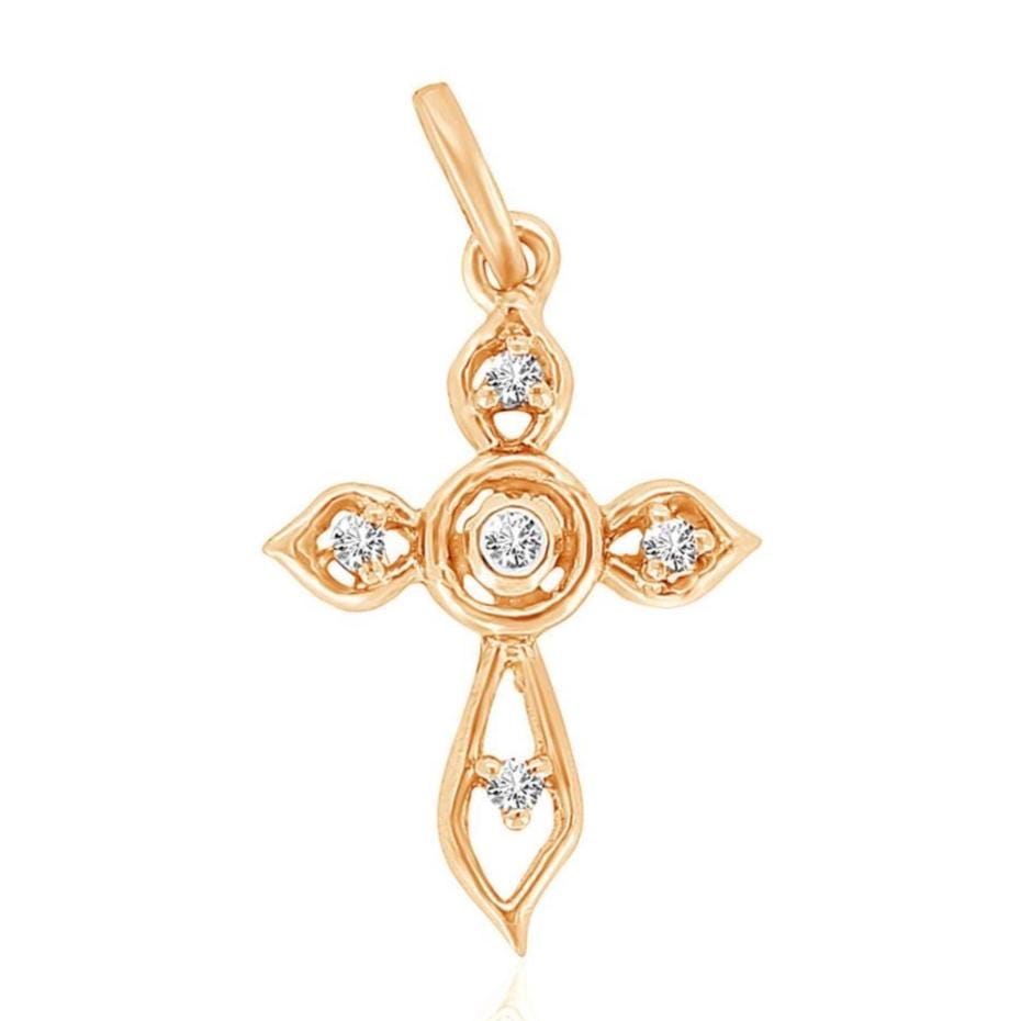 Floral Diamond Cross Pendant, 14k Solid Gold, Natural Diamonds, Petal Faith Necklace With Adjustable Chain, Everyday Minimalist Jewelry