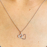 Load image into Gallery viewer, Double Heart Gold Charm Pendant, 14k Solid Gold, Natural Diamonds, Intertwined Love Necklace, Everyday Minimalist Jewelry
