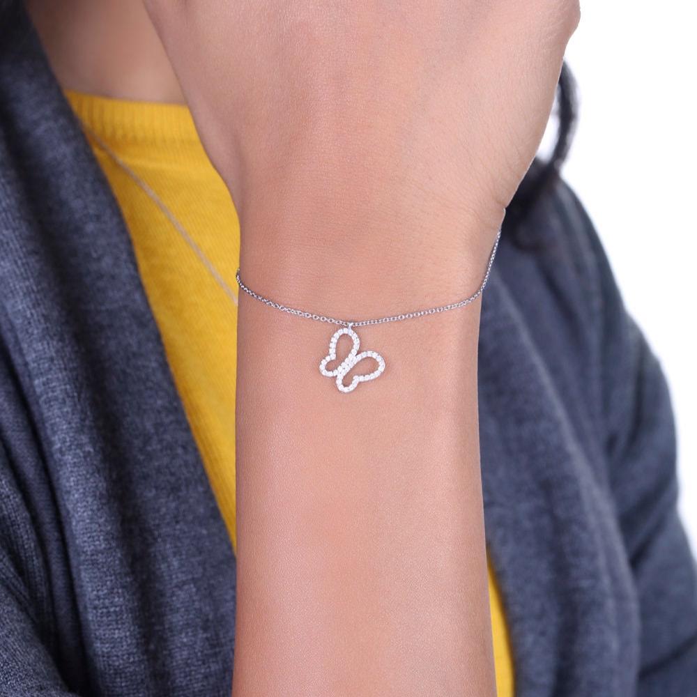 Butterfly Diamond Charm, 14k Solid Gold, Natural Diamonds, Stackable Animal Pendant, Everyday Jewelry, Open Wings Minimalist Jewelry