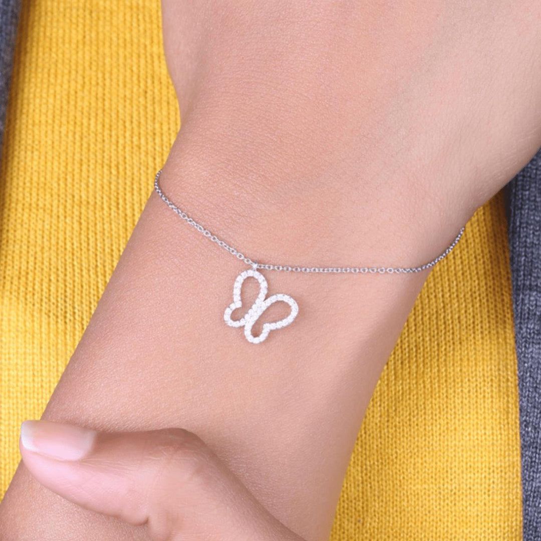 Butterfly Diamond Charm, 14k Solid Gold, Natural Diamonds, Stackable Animal Pendant, Everyday Jewelry, Open Wings Minimalist Jewelry