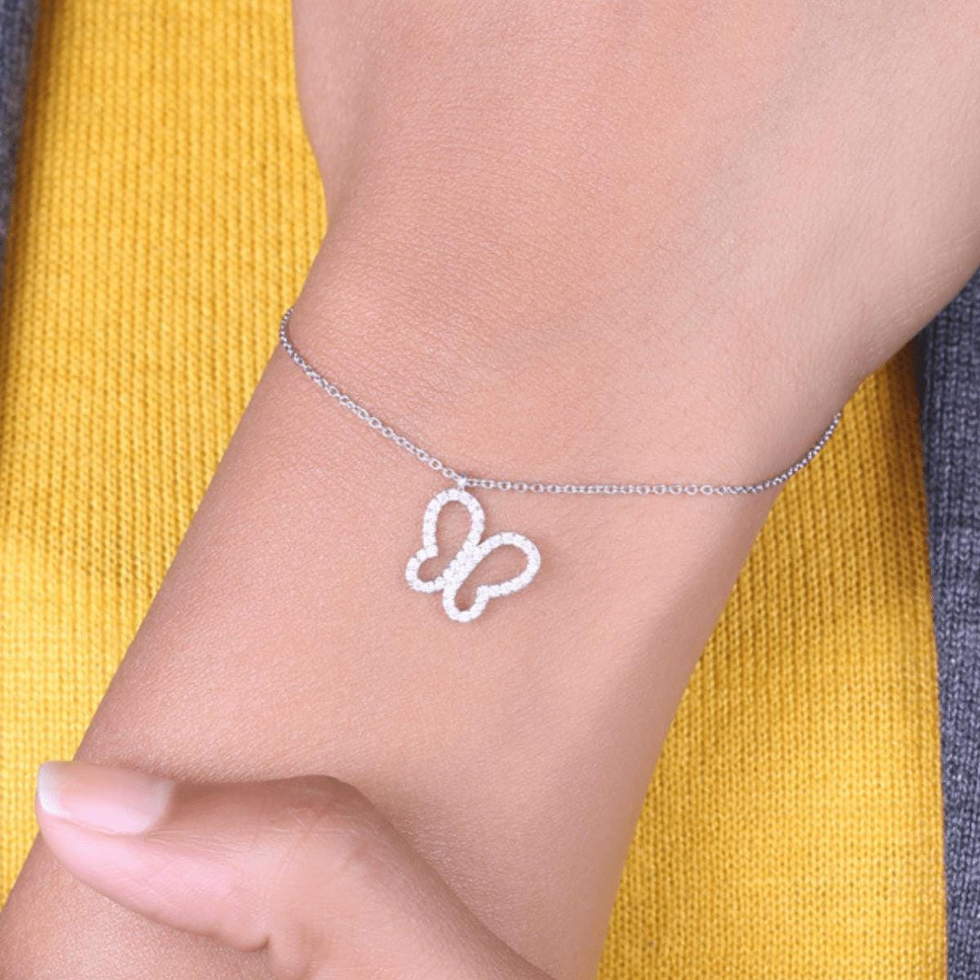 Butterfly Diamond Charm, 14k Solid Gold, Natural Diamonds, Stackable Animal Pendant, Everyday Jewelry