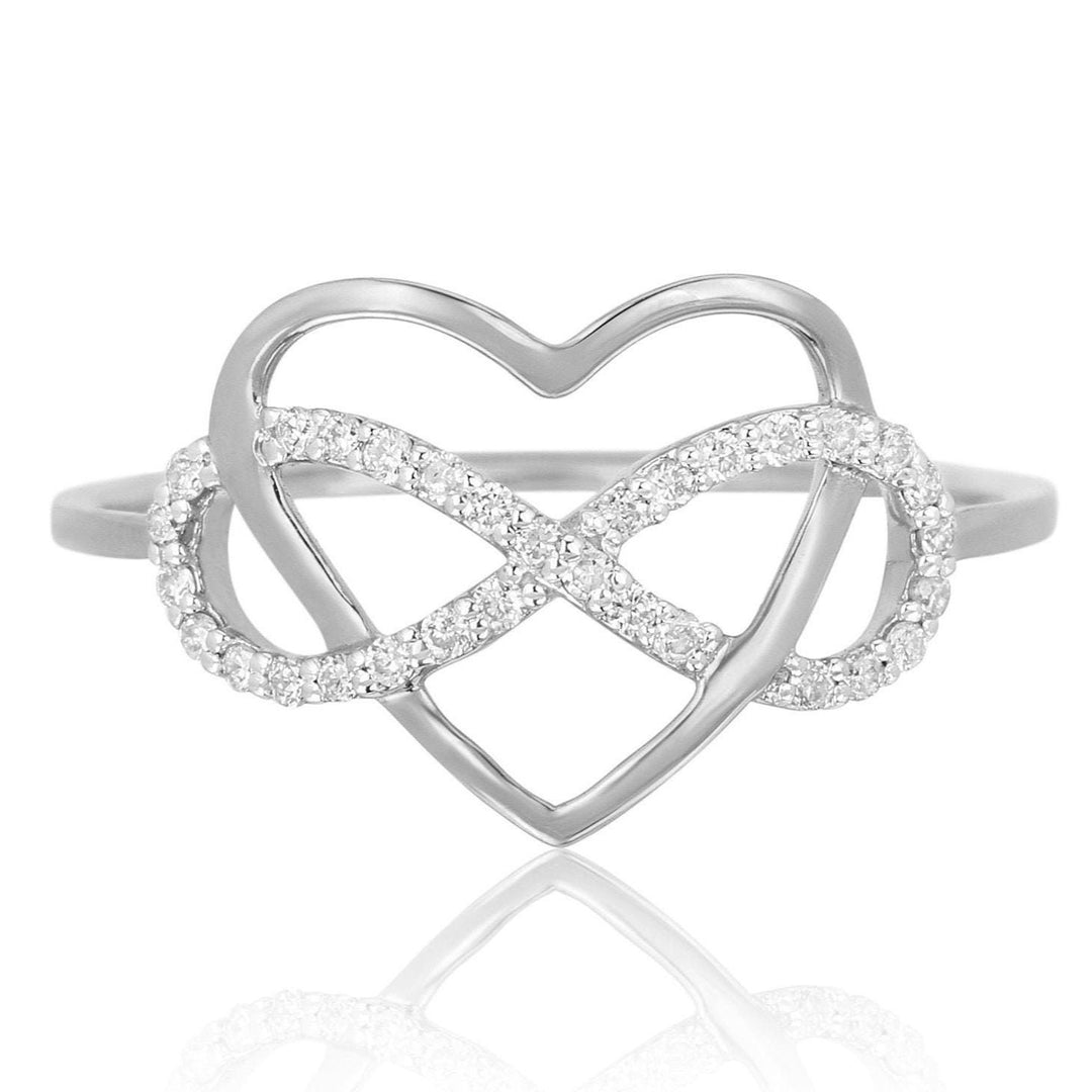 Infinity Heart Diamond Ring, 14k Solid Gold, Natural Diamonds, Proposal Love Ring, , Everyday Jewelry Gift For Her