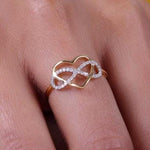 Load image into Gallery viewer, Infinity Heart Diamond Ring, 14k Solid Gold, Natural Diamonds, Proposal Love Ring, , Everyday Jewelry Gift For Her
