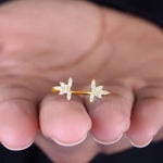 Load image into Gallery viewer, Center Open Diamond Cuff Ring, 14k Solid Gold, Natural Diamonds, , Everyday Floral Jewelry Gift For Her
